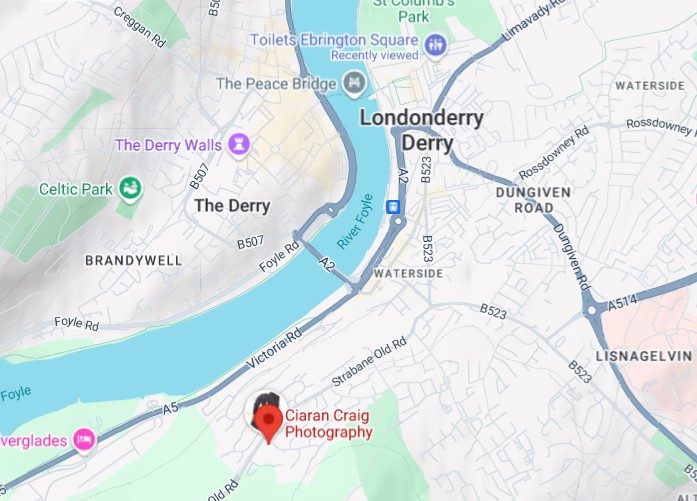 Map showing our location at Woodside Heights, Derry